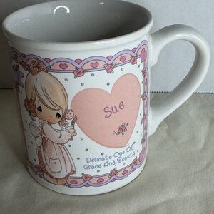 Precious Moments Enesco 1991 Sue Name Mug Vintage Personalized Coffee Cup Gift